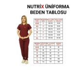 Bordo Kadın Kalıp Likralı  Yarasa Kol Hemşire Ve Doktor Forması Takımı Scrubs Hastane Üniforması - Görsel 8