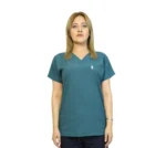 Göl Yeşili Siyah Kombin Kadın Kalıp Soft Likralı Yarasa Kol Hemşire-Doktor Üniforması Takım Scrubs - Görsel 9