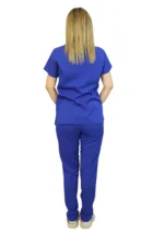 Sax Mavi Kadın Kalıp Likralı  Yarasa Kol Hemşire ve Doktor Forması Takımı Scrubs Hastane Üniforması - Görsel 7