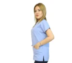 Bebe Mavi Lacivert Kombin Kadın Kalıp Soft Likralı Yarasa Kol Hemşire-Doktor Üniforması Takım Scrubs - Görsel 10