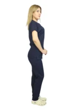 Lacivert Kadın Kalıp Likralı Yarasa Kol Hemşire Ve Doktor Forması Takımı Scrubs Hastane Üniforması - Görsel 9