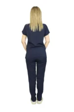 Lacivert Kadın Kalıp Likralı Yarasa Kol Hemşire Ve Doktor Forması Takımı Scrubs Hastane Üniforması - Görsel 7