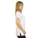 Beyaz-Lacivert Kombin Likralı  Yarasa Kol Hemşire ve Doktor Forması Takımı Scrubs Hastane Üniforması - Görsel 10