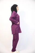 Tesettür Açık Mürdüm Takım Soft Likralı Hemşire ve Doktor Forması Takımı Hastane Üniforması - Görsel 3