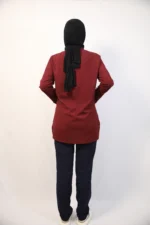 Tesettür Bordo Siyah Kombin Soft Likralı Hemşire ve Doktor Forması Takımı Hastane Üniforması - Görsel 6