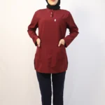 Tesettür Bordo Siyah Kombin Soft Likralı Hemşire ve Doktor Forması Takımı Hastane Üniforması