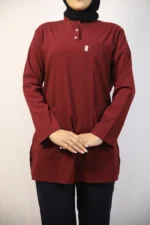 Tesettür Bordo Siyah Kombin Soft Likralı Hemşire ve Doktor Forması Takımı Hastane Üniforması - Görsel 8