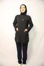 Tesettür Siyah Takım Soft Likralı Hemşire ve Doktor Forması Takımı Hastane Üniforması - Görsel 3