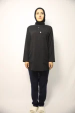 Tesettür Siyah Takım Soft Likralı Hemşire ve Doktor Forması Takımı Hastane Üniforması - Görsel 2