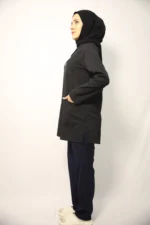 Tesettür Siyah Takım Soft Likralı Hemşire ve Doktor Forması Takımı Hastane Üniforması - Görsel 4