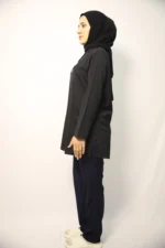 Tesettür Siyah Takım Soft Likralı Hemşire ve Doktor Forması Takımı Hastane Üniforması - Görsel 5