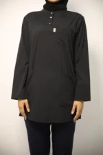 Tesettür Siyah Takım Soft Likralı Hemşire ve Doktor Forması Takımı Hastane Üniforması - Görsel 7