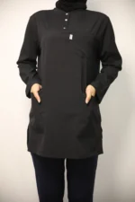 Tesettür Siyah Takım Soft Likralı Hemşire ve Doktor Forması Takımı Hastane Üniforması - Görsel 8