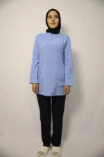 Tesettür Bebe mavisi Siyah Kombin Soft Likralı Hemşire ve Doktor Forması Takımı Hastane Üniforması