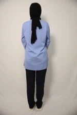 Tesettür Bebe mavisi Siyah Kombin Soft Likralı Hemşire ve Doktor Forması Takımı Hastane Üniforması - Görsel 6