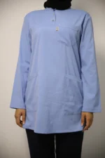 Tesettür Bebe mavisi Siyah Kombin Soft Likralı Hemşire ve Doktor Forması Takımı Hastane Üniforması - Görsel 8