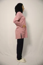 Tesettür Pudra-Siyah Kombin Soft Likralı Hemşire ve Doktor Forması Takımı Hastane Üniforması - Görsel 2