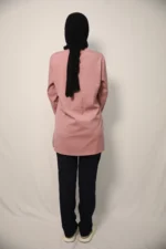 Tesettür Pudra-Siyah Kombin Soft Likralı Hemşire ve Doktor Forması Takımı Hastane Üniforması - Görsel 5