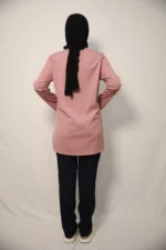 Tesettür Pudra-Siyah Kombin Soft Likralı Hemşire ve Doktor Forması Takımı Hastane Üniforması - Görsel 6