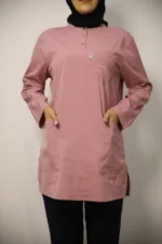 Tesettür Pudra-Siyah Kombin Soft Likralı Hemşire ve Doktor Forması Takımı Hastane Üniforması - Görsel 8