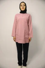 Tesettür Pudra-Siyah Kombin Soft Likralı Hemşire ve Doktor Forması Takımı Hastane Üniforması