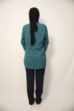 Tesettür Petrol Yeşili Siyah Kombin Soft Likralı Hemşire ve Doktor Forması Takımı Hastane Üniforması - Görsel 6