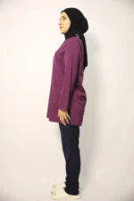 Tesettür Açık Mürdüm Siyah Kombin Soft Likralı Hemşire ve Doktor Forması Takımı Hastane Üniforması - Görsel 5