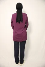 Tesettür Açık Mürdüm Siyah Kombin Soft Likralı Hemşire ve Doktor Forması Takımı Hastane Üniforması - Görsel 8