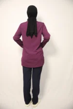 Tesettür Açık Mürdüm Siyah Kombin Soft Likralı Hemşire ve Doktor Forması Takımı Hastane Üniforması - Görsel 9