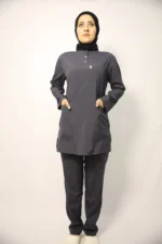 Tesettür Füme Takım Soft Likralı Hemşire ve Doktor Forması Takımı Hastane Üniforması