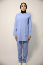 Tesettür Bebe Mavi Takım Soft Likralı Hemşire ve Doktor Forması Takımı Hastane Üniforması - Görsel 2