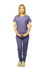 Fırtına Mavi Kadın Kalıp Likralı  Yarasa Kol Hemşire&Doktor Forması Takımı Scrubs Hastane Üniforması - Görsel 2