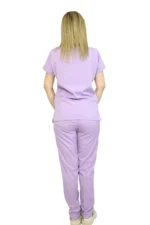 Lila Kadın Kalıp Likralı Yarasa Kol Hemşire Ve Doktor Forması Takımı Scrubs Hastane Üniforması - Görsel 6