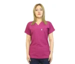 Vişne-Lacivert Kombin Likralı Yarasa Kol Hemşire ve Doktor Forması Takımı Scrubs Hastane Üniforması - Görsel 9