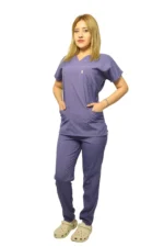 Fırtına Mavi Kadın Kalıp Likralı  Yarasa Kol Hemşire&Doktor Forması Takımı Scrubs Hastane Üniforması