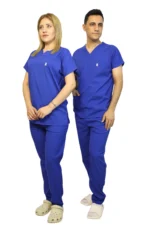 Sax Mavi Kadın Kalıp Likralı  Yarasa Kol Hemşire ve Doktor Forması Takımı Scrubs Hastane Üniforması - Görsel 8