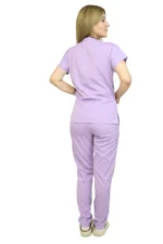Lila Kadın Kalıp Likralı Yarasa Kol Hemşire Ve Doktor Forması Takımı Scrubs Hastane Üniforması - Görsel 5