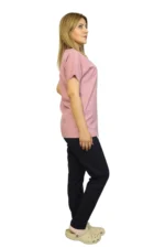 Pudra Siyah Kadın Kalıp Soft Likralı Yarasa Kol Hemşire-Doktor Forması Takım Scrubs Hastane Üniforma - Görsel 3