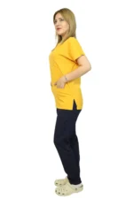 Hardal-siyah Kombin Likralı Yarasa Kol Hemşire ve Doktor Forması Takımı Scrubs Hastane Üniforması - Görsel 2