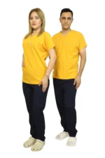 Hardal-siyah Kombin Likralı Yarasa Kol Hemşire ve Doktor Forması Takımı Scrubs Hastane Üniforması - Görsel 10