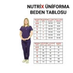 Mor Kadın Kalıp Likralı  Yarasa Kol Hemşire ve Doktor Forması Takımı Scrubs Hastane Üniforması - Görsel 7