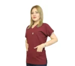 Bordo Lacivert Kombin Kadın Kalıp Soft Likralı Yarasa Kol Hemşire-Doktor Üniforması Takım Scrubs - Görsel 7