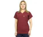 Bordo Lacivert Kombin Kadın Kalıp Soft Likralı Yarasa Kol Hemşire-Doktor Üniforması Takım Scrubs - Görsel 8
