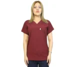 Bordo Lacivert Kombin Kadın Kalıp Soft Likralı Yarasa Kol Hemşire-Doktor Üniforması Takım Scrubs - Görsel 10