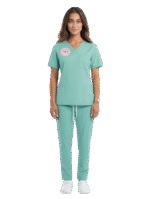 Mint Yeşili Aile Sağlığı Çalışanları Forması Yarasa Kol Likralı Scrubs Kadın - Görsel 4