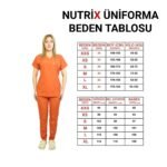 Turuncu Kadın Kalıp Likralı  Yarasa Kol Hemşire ve Doktor Forması Takımı Scrubs Hastane Üniforması - Görsel 4