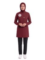 Tesettür Bordo Siyah Kombin Soft Likralı Hemşire ve Doktor Forması Takımı Hastane Üniforması