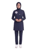 Tesettür Lacivert Soft Likralı Hemşire ve Doktor Forması Takımı Hastane Üniforması